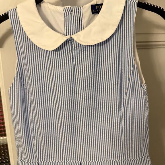 Polo Ralph Lauren Girls Seersucker Dress Blue/white Stripe Fit & Flare Sz 12 - Picture 3 of 14